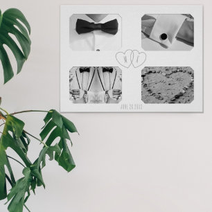 Hochzeitstag 4 Foto-Collage-Erinnerungsplakat Poster