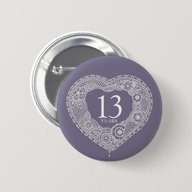 Hochzeitstag am Ende 13 Jahre Button (Vorne & Hinten)