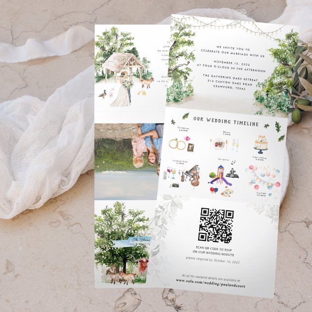 Hochzeitstag | Ansammlung Oaks Waco Dreifach Gefaltete Ankündigung (Von Creator hochgeladen)