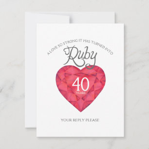 Hochzeitstag-Aquarellmalerei des Rubin-40. RSVP Karte