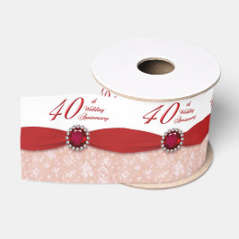Hochzeitstag-Band des Damast-40. Ripsband