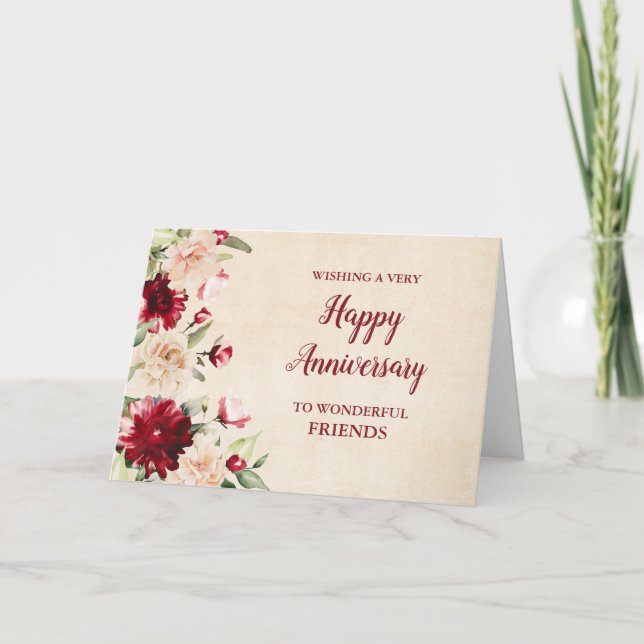Hochzeitstag Burgunder Freunde Karte (Vorderseite)