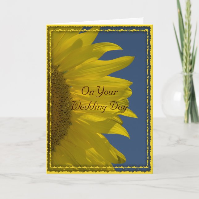 Hochzeitstag der vertikalen Sonnenblume Karte (Vorderseite)
