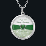 Hochzeitstag des Damast-55. Versilberte Kette<br><div class="desc">Ein Digitalbcon Bilder entwerfen die Aufmachung einer Smaragdgrün- und Weißfarbe und des Damastentwurfsthemas mit einer Vielzahl der kundenspezifischen Bilder, der Formen, der Muster, der Arten und des Schriftartes in diesem ein-von-ein-netten "Hochzeits-Jahrestags-Entwurf des Damast-55.". Mit dieser attraktiven und eleganten Entwurfswahl haben Sie Ihre ganze Dekorationen, Geschenkideen und -Gastgeschenke ganz zusammen koordiniert...</div>