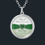 Hochzeitstag des Damast-55. Versilberte Kette<br><div class="desc">Ein Digitalbcon Bilder entwerfen die Aufmachung einer Smaragdgrün- und Weißfarbe und des Damastentwurfsthemas mit einer Vielzahl der kundenspezifischen Bilder, der Formen, der Muster, der Arten und des Schriftartes in diesem ein-von-ein-netten "Hochzeits-Jahrestags-Entwurf des Damast-55.". Mit dieser attraktiven und eleganten Entwurfswahl haben Sie Ihre ganze Dekorationen, Geschenkideen und -Gastgeschenke ganz zusammen koordiniert...</div>