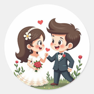 Hochzeitstag Duo Runder Aufkleber
