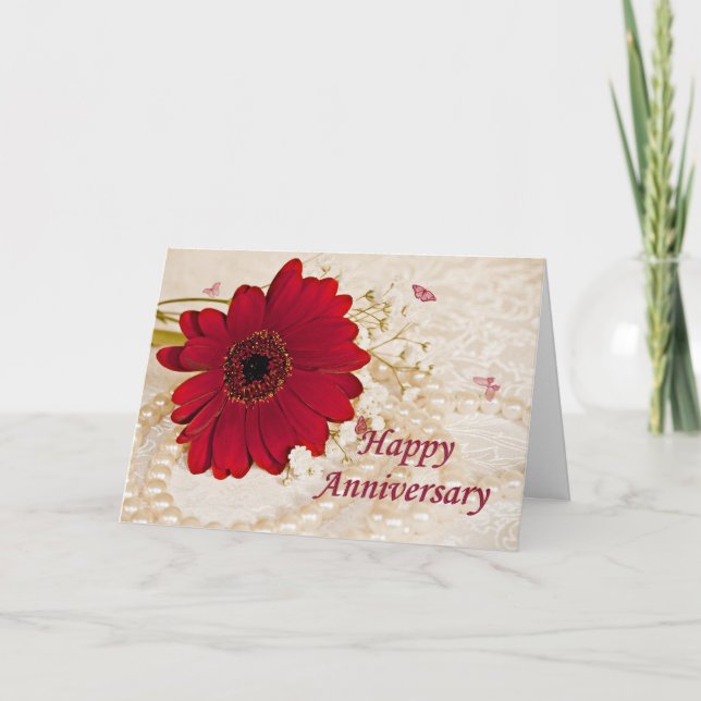 Hochzeitstag, eine halbherzige Blume Karte (Vorderseite)