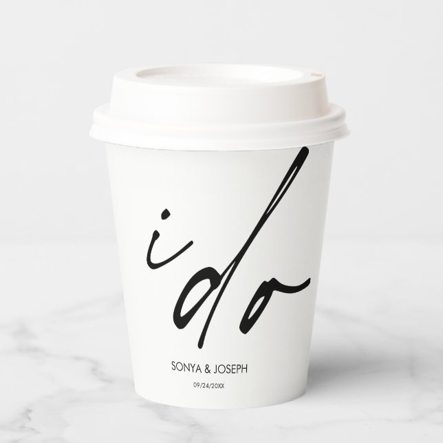 Hochzeitstag Elegantes Skript I Do Pappbecher (Vorderseite)