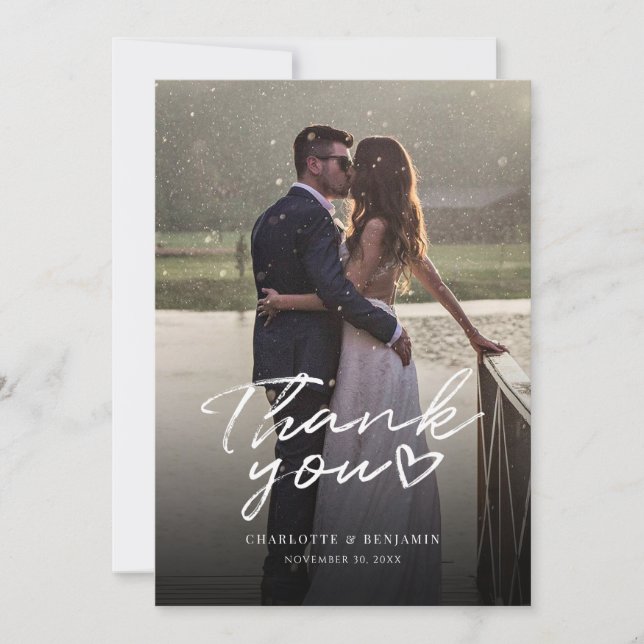 Hochzeitstag Foto Hand Lettered Dankeschön Card Karte (Vorderseite)