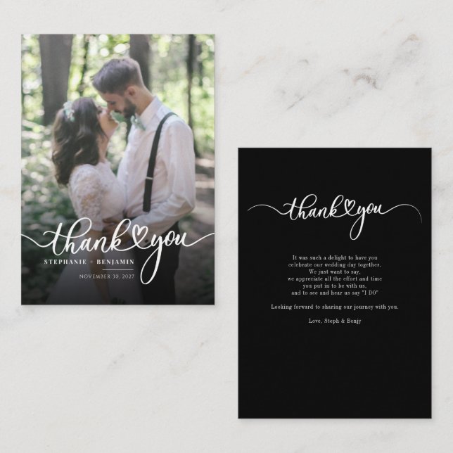 Hochzeitstag Foto Handgeschriebenes Skript Vielen  Mitteilungskarte (Vorne/Hinten)