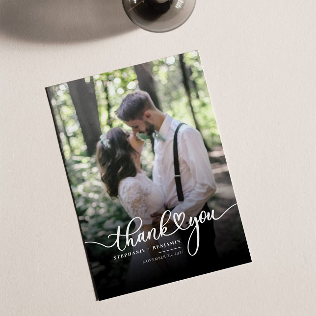 Hochzeitstag Foto Handschrift Vielen Dank Mitteilungskarte (Von Creator hochgeladen)