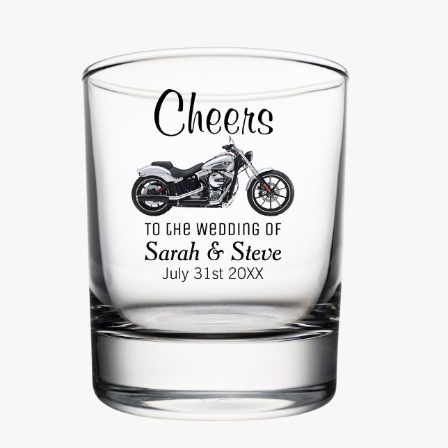 Hochzeitstag für Motorräder Whiskyglas (Cheers Wedding Motorcycle Bride and Groom Gift Whiskey Glass)