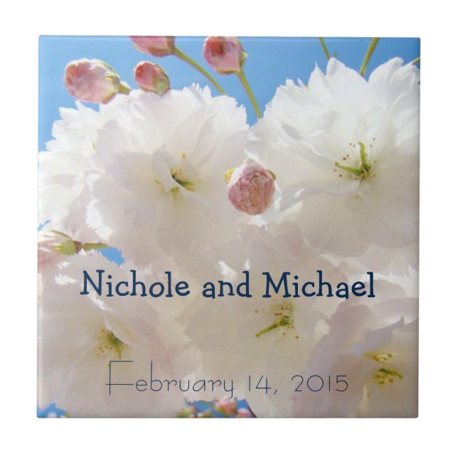 Hochzeitstag Geschenke Tiles Art Bride Groom Namen Fliese (Vorderseite)