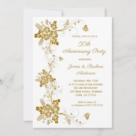 Hochzeitstag Gold Diamant blumenweiß Einladung