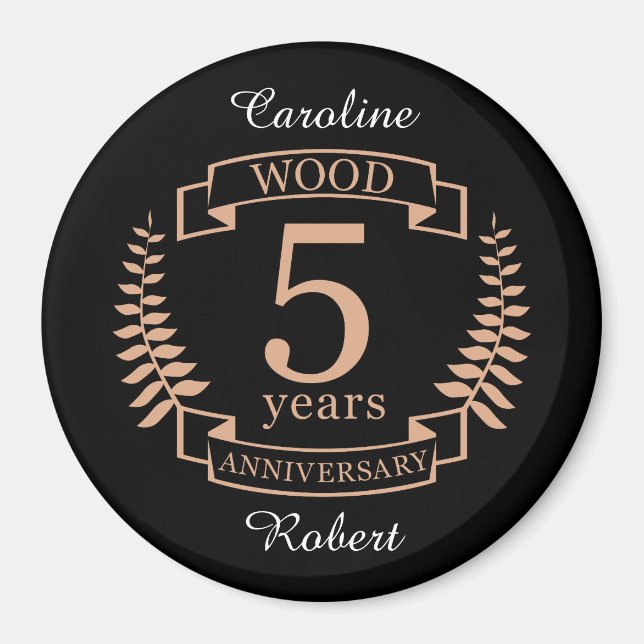 Hochzeitstag Holz 5 Jahre Magnet (Vorne)