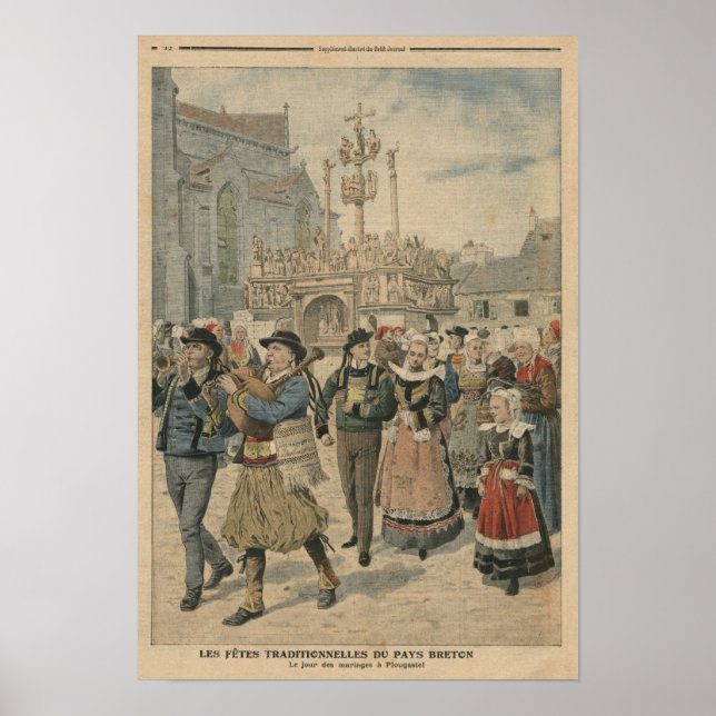 Hochzeitstag in Plougastel Brittany Poster (Vorne)