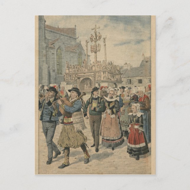 Hochzeitstag in Plougastel Brittany Postkarte (Vorderseite)