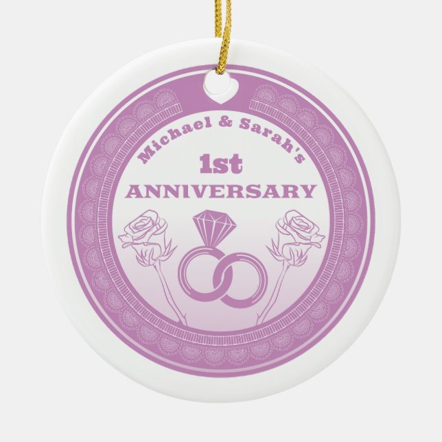 Hochzeitstag Lace sehen Jahreswechsel Keramik Ornament (Vorne)