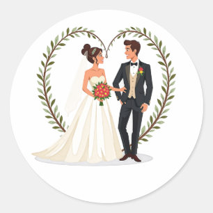 Hochzeitstag-Liebe Herz-Stickers Runder Aufkleber