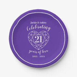 Hochzeitstag lila Iolite 21 Jahre Party Pappteller