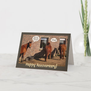 Hochzeitstag, lustige Pferde Karte