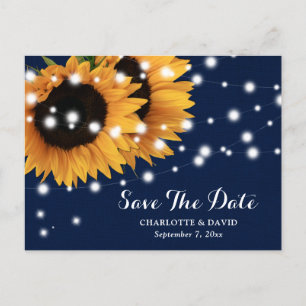 Hochzeitstag mit blauer Sonnenblume: Das Datum der Ankündigungspostkarte