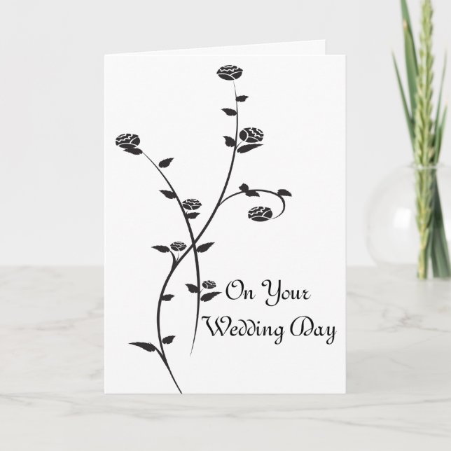 Hochzeitstag mit Schwarz und Weiß Karte (Vorderseite)