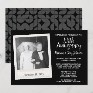Hochzeitstag mit Vintagem Foto - schwarz Einladung