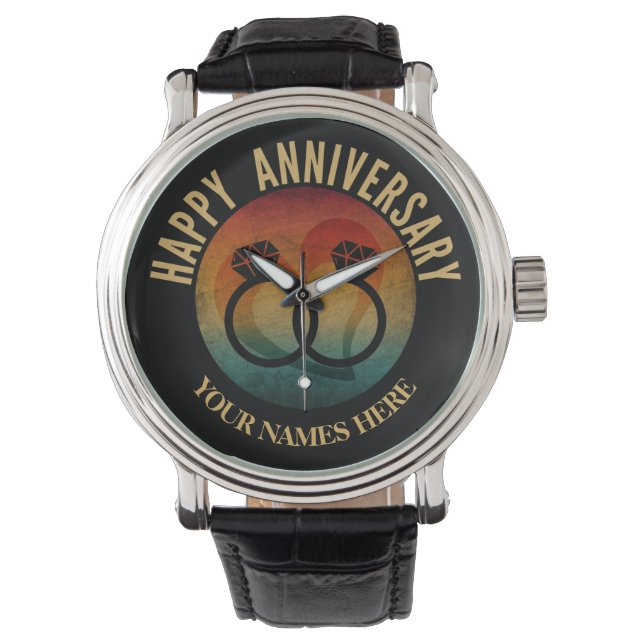Hochzeitstag personalisiertes Geschenk Armbanduhr (Vorderseite)