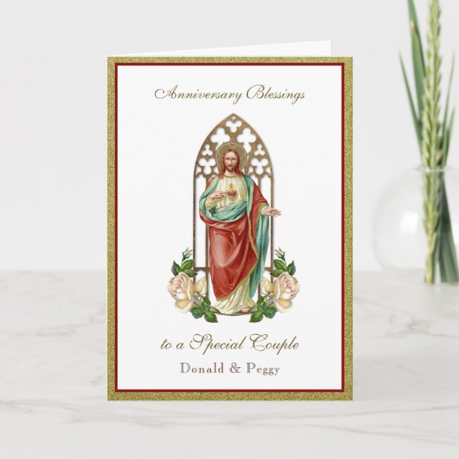 Hochzeitstag Religiöses Heiliges Herz Jesus Karte (Vorderseite)