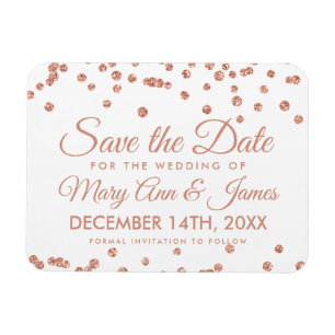 Hochzeitstag Rett Rose Gold Glitzer Confetti Weiß Magnet
