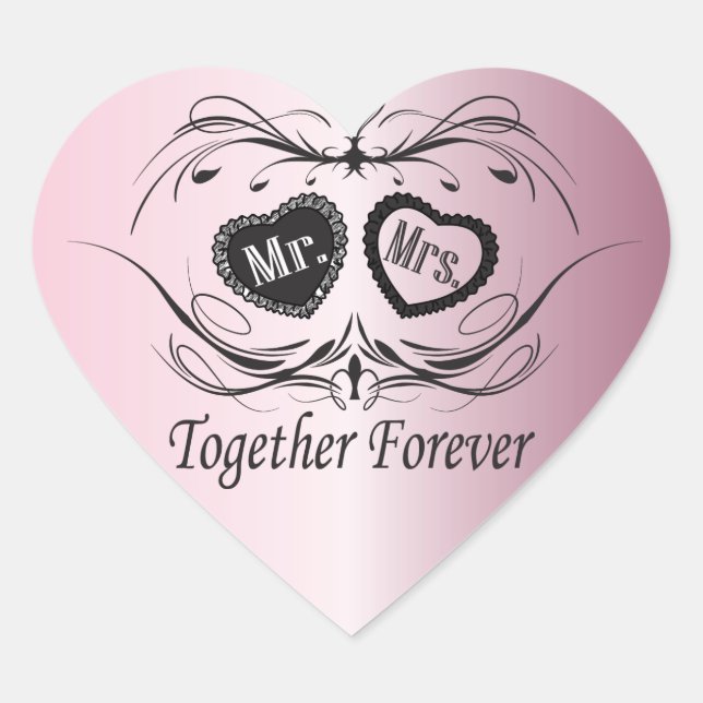 Hochzeitstag Rosa Herz-Aufkleber (Vorderseite)