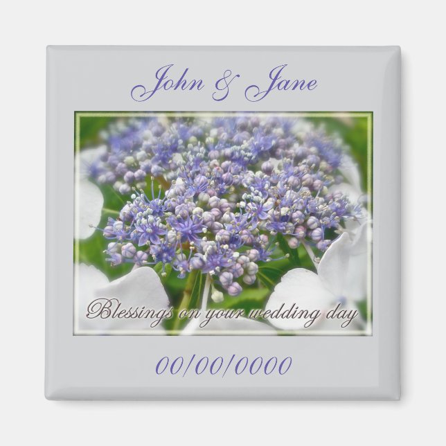 Hochzeitstag Segnungen Blue Lace Hydrangea Magnet (Vorne)