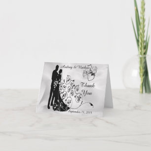 Hochzeitstag-Silhouetten Personalisierte Note Card Dankeskarte