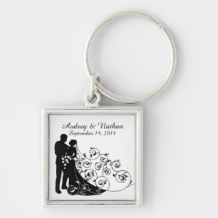 Hochzeitstag Silhouetten Personalisierte Schlüssel Schlüsselanhänger
