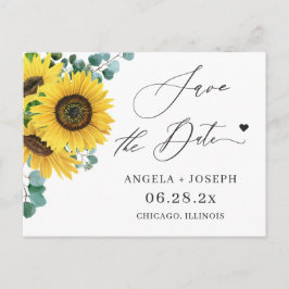 Hochzeitstag speichern Eukalyptus Sonnenblume Postkarte
