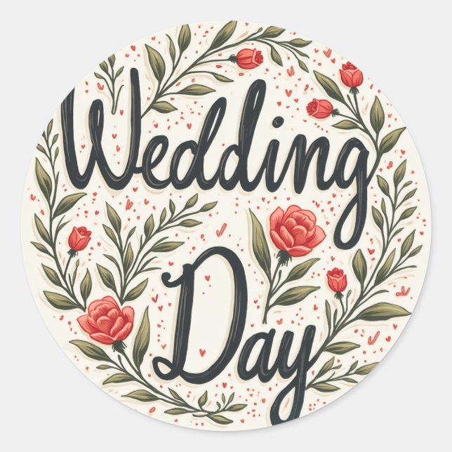 Hochzeitstag-Sticker Runder Aufkleber (Vorderseite)