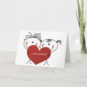 Hochzeitstag-Strichmännchen-Paar mit Herz Karte