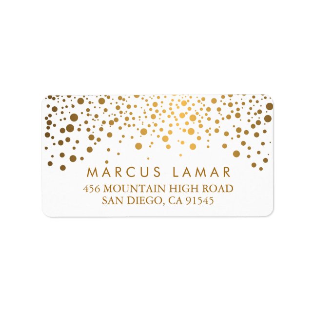 Hochzeitstag Trendy Gold Dots Adressaufkleber (Vorne)
