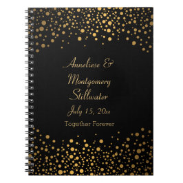 Hochzeitstag Trendy Gold Punkte auf schwarz Notizblock