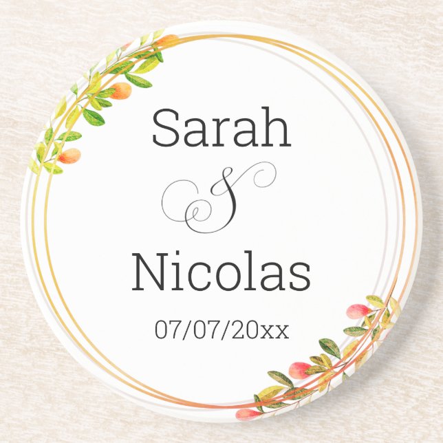 Hochzeitstag Untersetzer personalisiert minimalist (Vorne)