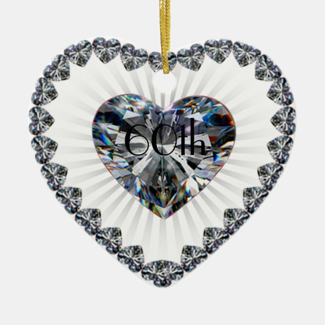 Hochzeitstag-Verzierung des Diamant-Herz-60. Keramikornament (Vorne)