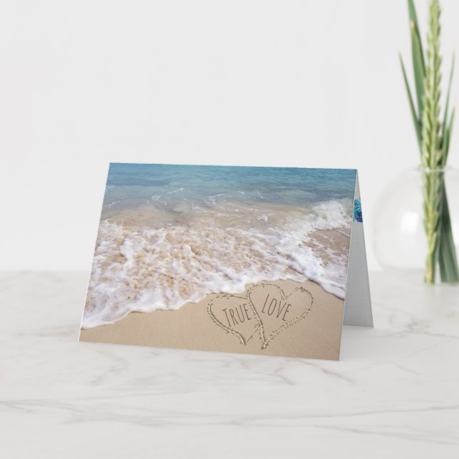 Hochzeitstag von Beach Hearts Karte (Vorderseite)