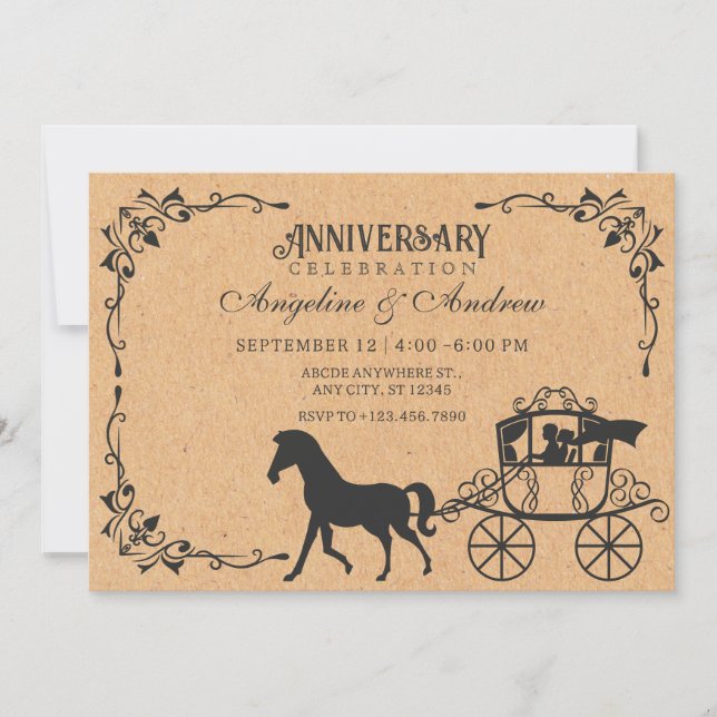 Hochzeitstag zum Vintagen Carriage Royale Einladung (Vorderseite)