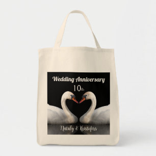 Hochzeitstag zwei Schwäne Schwarz Tragetasche