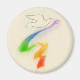Hochzeitstaube mit Rainbow Ribbon Magnet