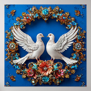 Hochzeitstauben Kunst Poster