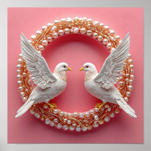 Hochzeitstauben Kunst Poster