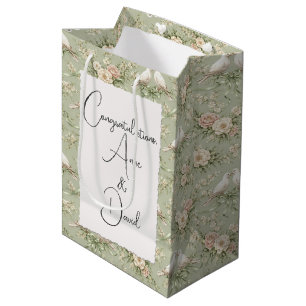 Hochzeitstauben mit benutzerdefinierten Namen Mittlere Geschenktüte