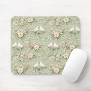 Hochzeitstauben mit Rosen und Bändern Mousepad